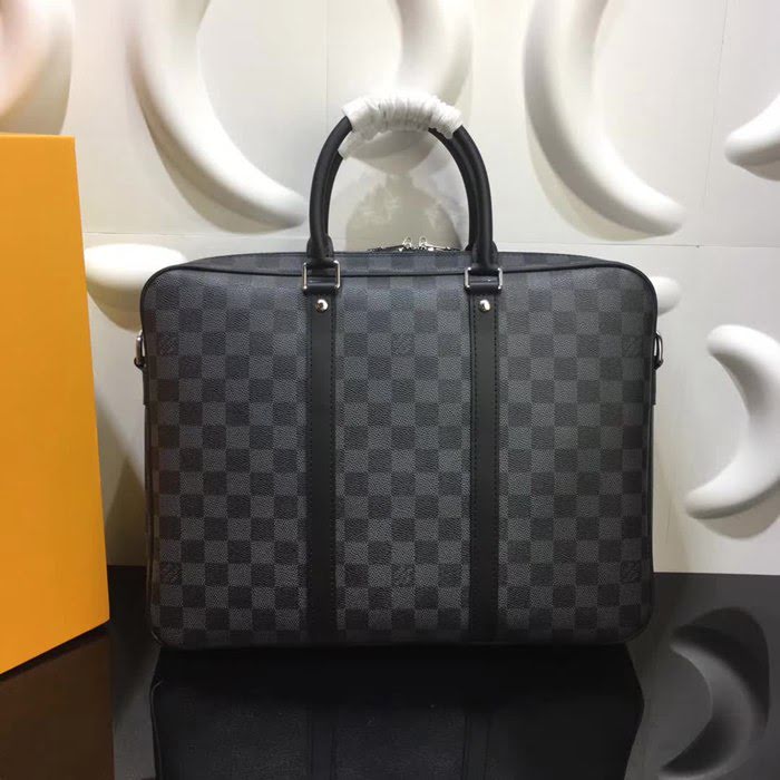 路易威登LV頂級原單 41478 黑格 Damier Graphite格紋帆布小號公事包 YDH1276